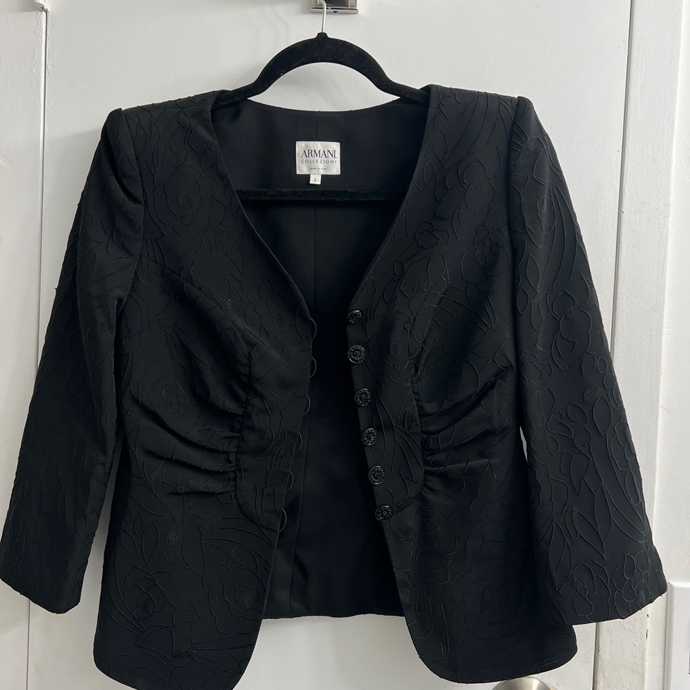 Armani Collezioni Women's Black Textured Blazer